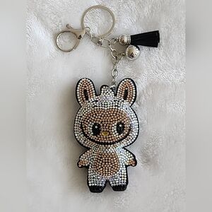 Labubu Sparkling White Silver Keychain Bag Charm